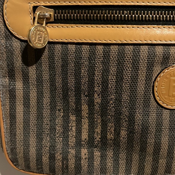 AUTH Vintage FENDI Pequin Stripe Canvas Crossbody Shoulder Bag! AUTHENTIC-Copy - Picture 9 of 17